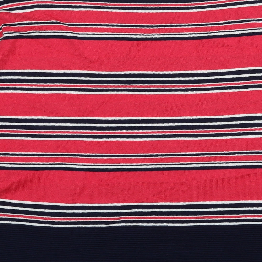 NEXT Womens Red Crew Neck Striped Cotton Pullover Jumper Size 12