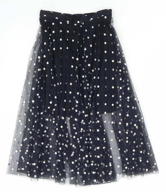 Topshop Womens Blue Polka Dot Polyester Tutu Skirt Size 4 Hook & Eye