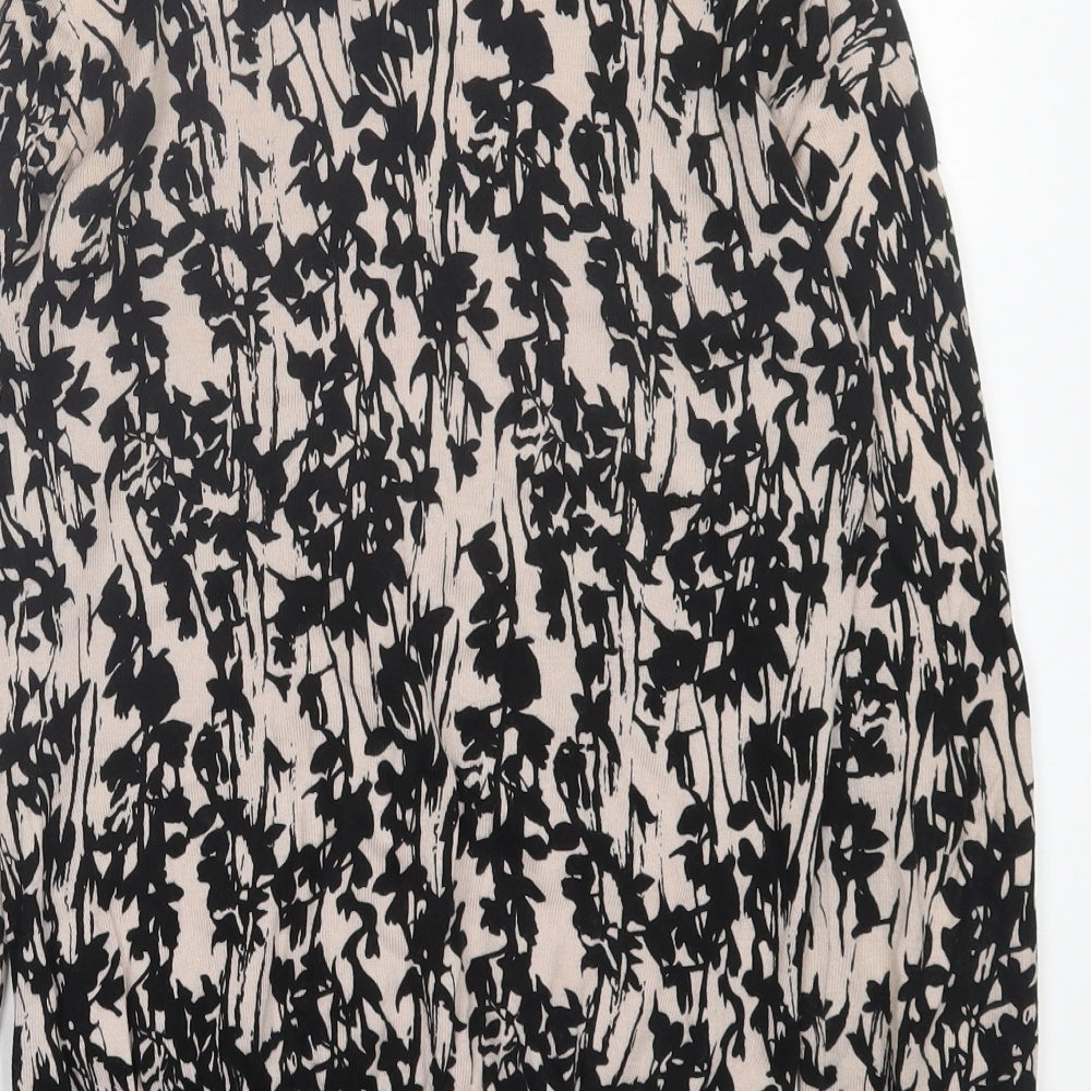 H&M Womens Black V-Neck Geometric Cotton Cardigan Jumper Size XS
