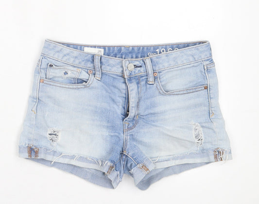 Gap Womens Blue Cotton Cut-Off Shorts Size 26 in Regular Button