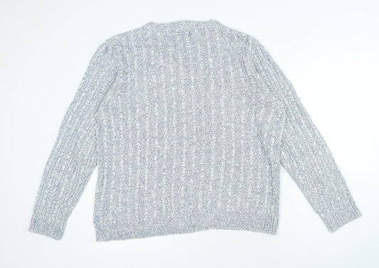 Farrell Mens Blue Crew Neck Acrylic Pullover Jumper Size L