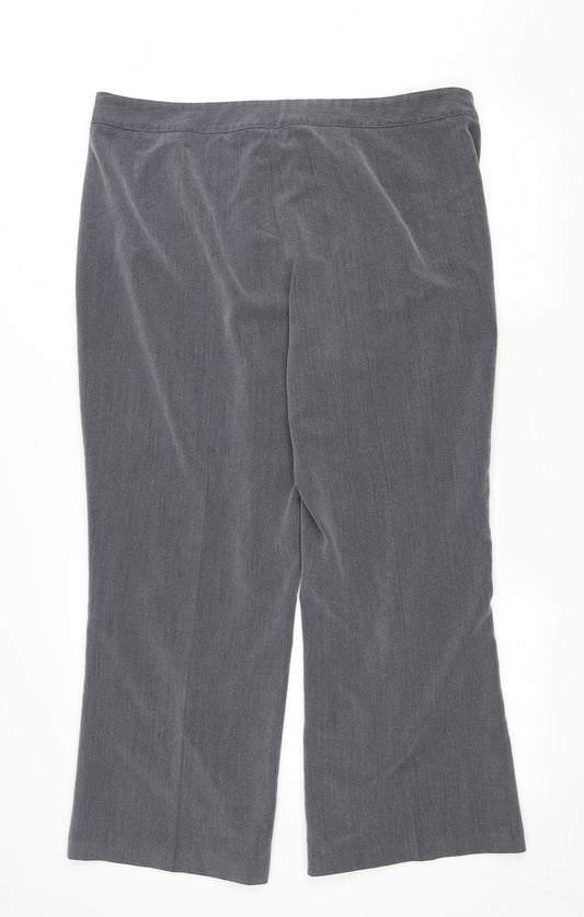 Mia Moda Womens Grey Polyester Cropped Trousers Size 18 L26.5 in Regular Zip