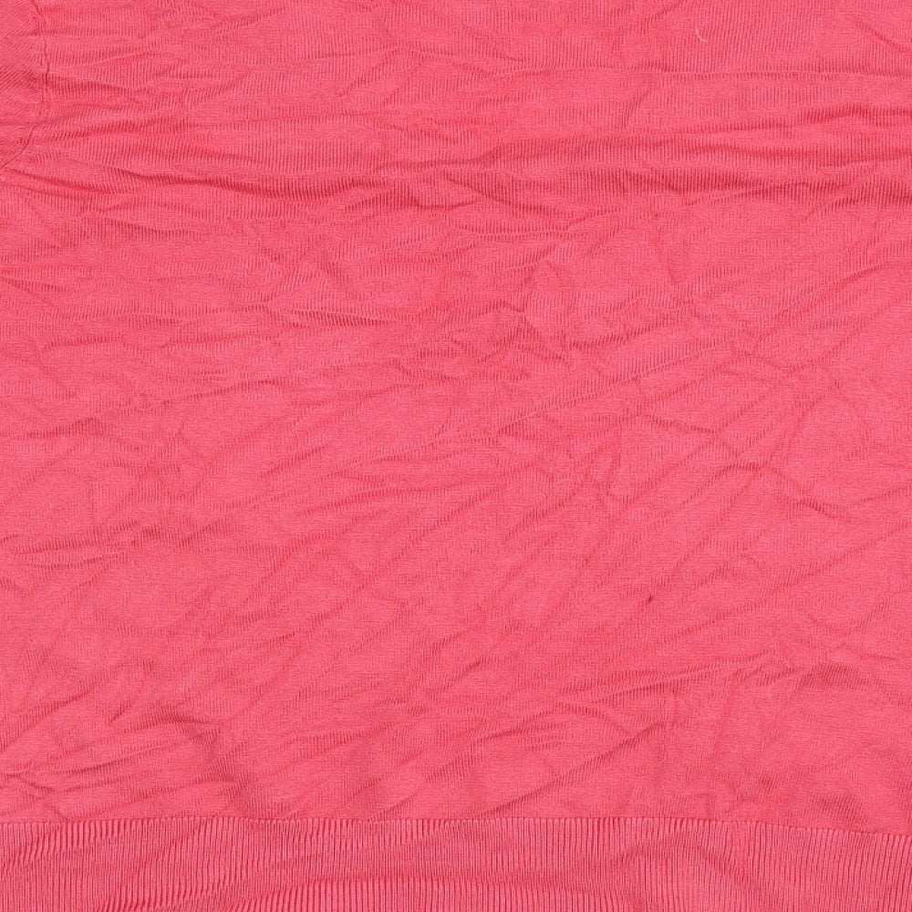 Peacocks Womens Pink V-Neck Viscose Pullover Jumper Size 16 - Buttons on sleeve