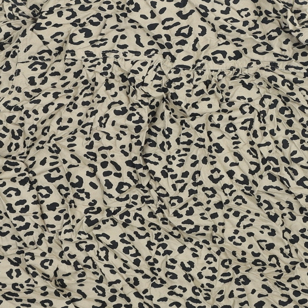 Marks and Spencer Womens Black Animal Print Viscose Basic Blouse Size 10 V-Neck