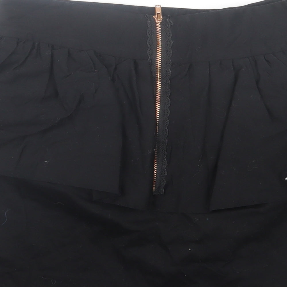 Miso Womens Black Cotton A-Line Skirt Size 10 Zip