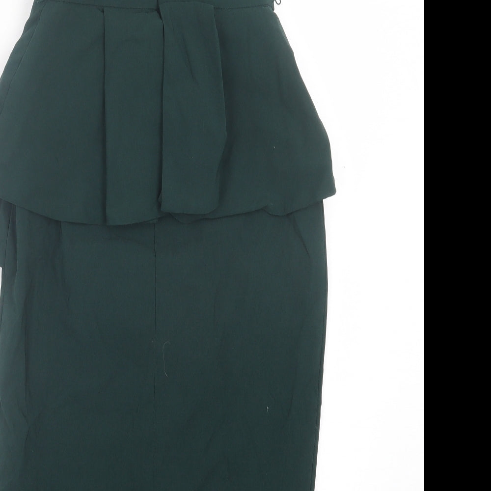 ASOS Womens Green Viscose Bodycon Size 8 Sweetheart Zip