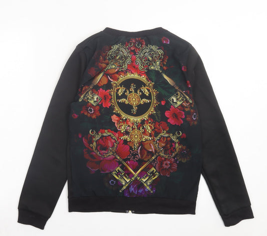 Damned Delux Womens Black Geometric Jacket Size S Zip