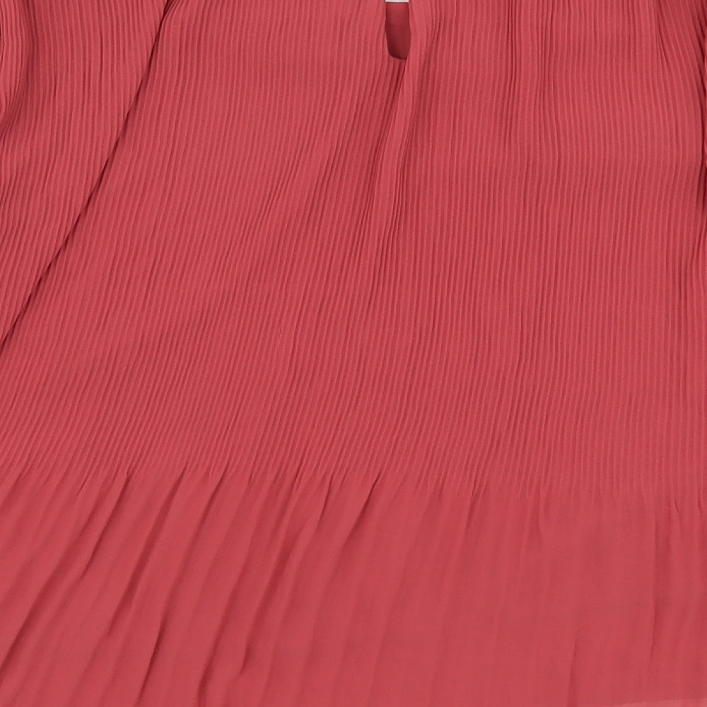 Khizana Womens Red Polyester Basic Blouse Size L Round Neck