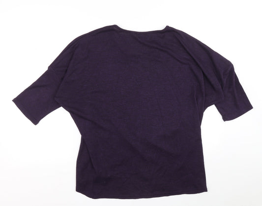 Apricot Womens Purple Boat Neck Polyester Pullover Jumper Size 12