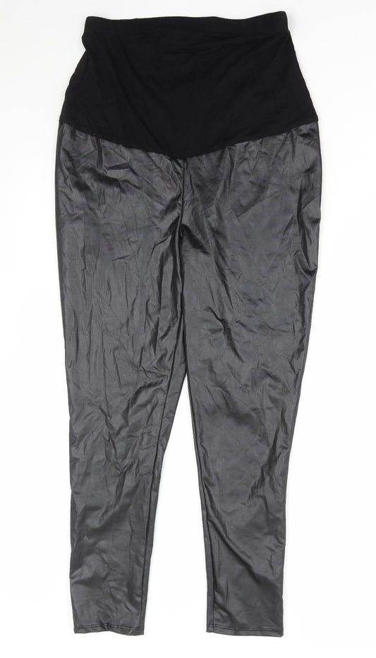 Boohoo Womens Black Viscose Jogger Leggings Size 12 L26 in