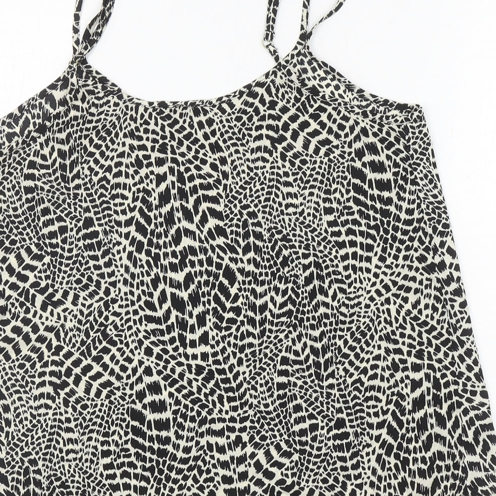 River Island Womens Ivory Geometric Polyester Camisole T-Shirt Size 10 V-Neck