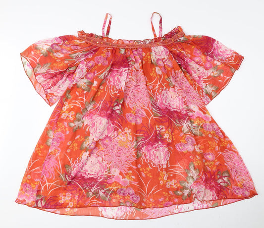 ASOS Womens Multicoloured Floral Polyester Basic Blouse Size 6 Off the Shoulder