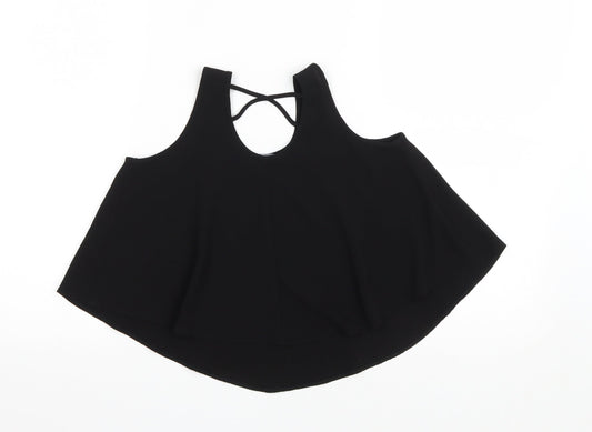 Primark Girls Black Polyester Basic Tank Size 9-10 Years Scoop Neck Pullover