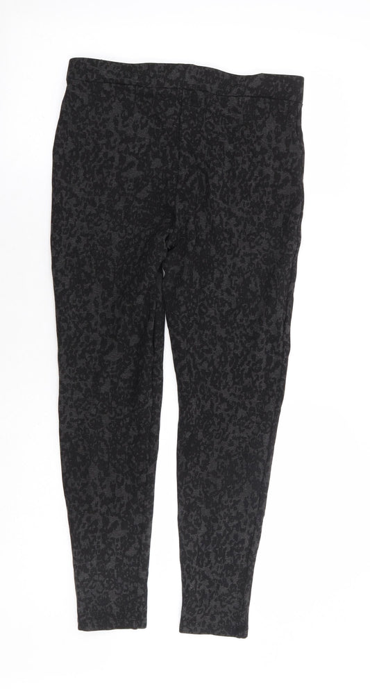 Marks and Spencer Womens Grey Animal Print Viscose Jogger Trousers Size 30 in L26 in Regular - Leopard Print Tregging