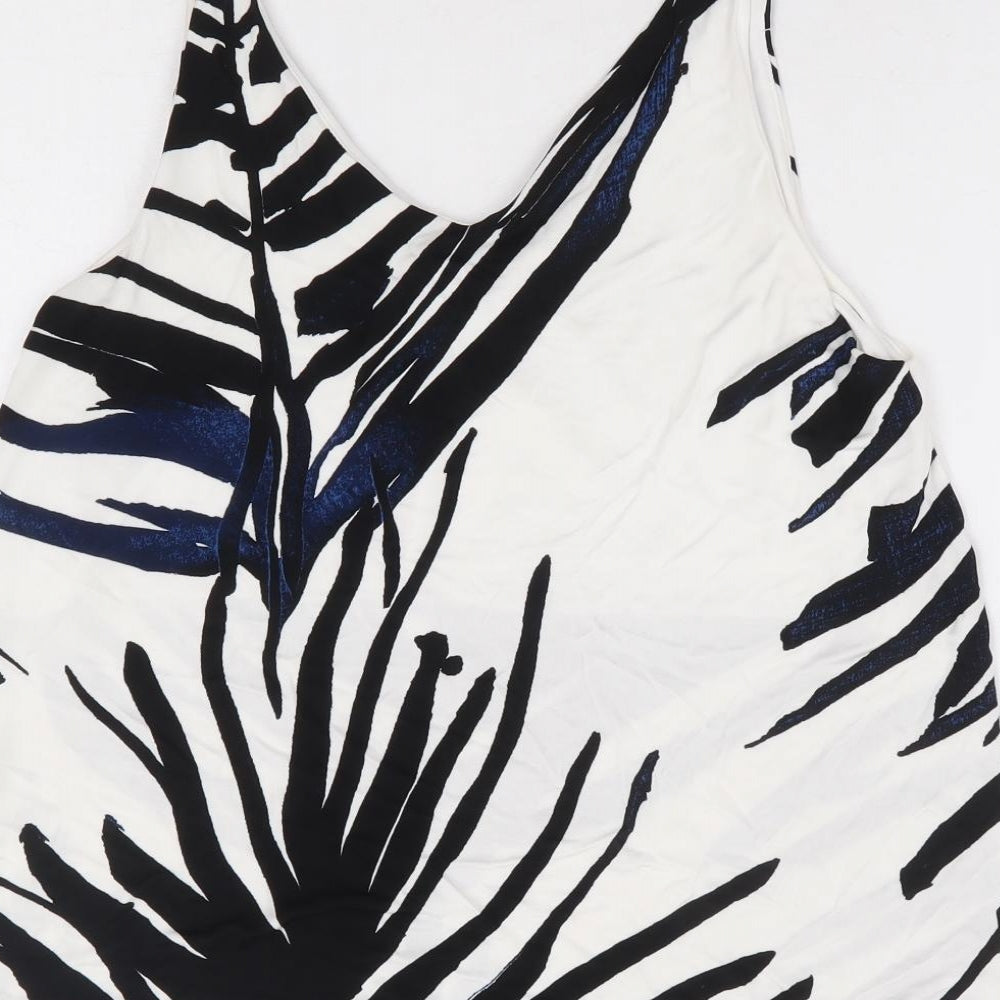 H&M Womens White Geometric Viscose Camisole Tank Size S V-Neck