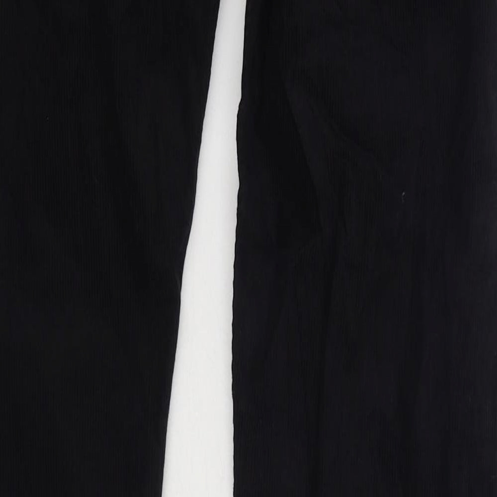 Marks and Spencer Womens Black Cotton Trousers Size 28 in L33 in Slim Zip