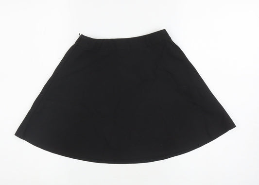 Marks and Spencer Girls Black Polyester Skater Skirt Size 6-7 Years Regular Zip