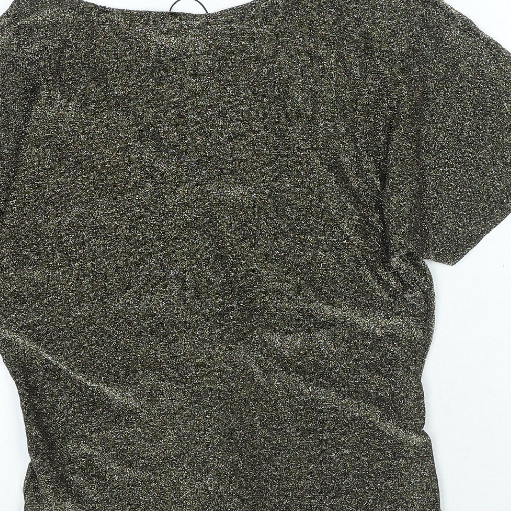 Marks and Spencer Womens Gold Polyimide Basic Blouse Size XS V-Neck