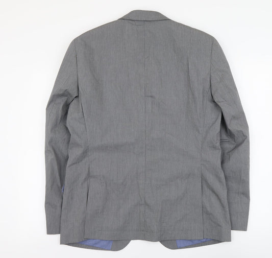 Angelo Litrico Mens Grey Polyester 3 Piece Suit Jacket Size M