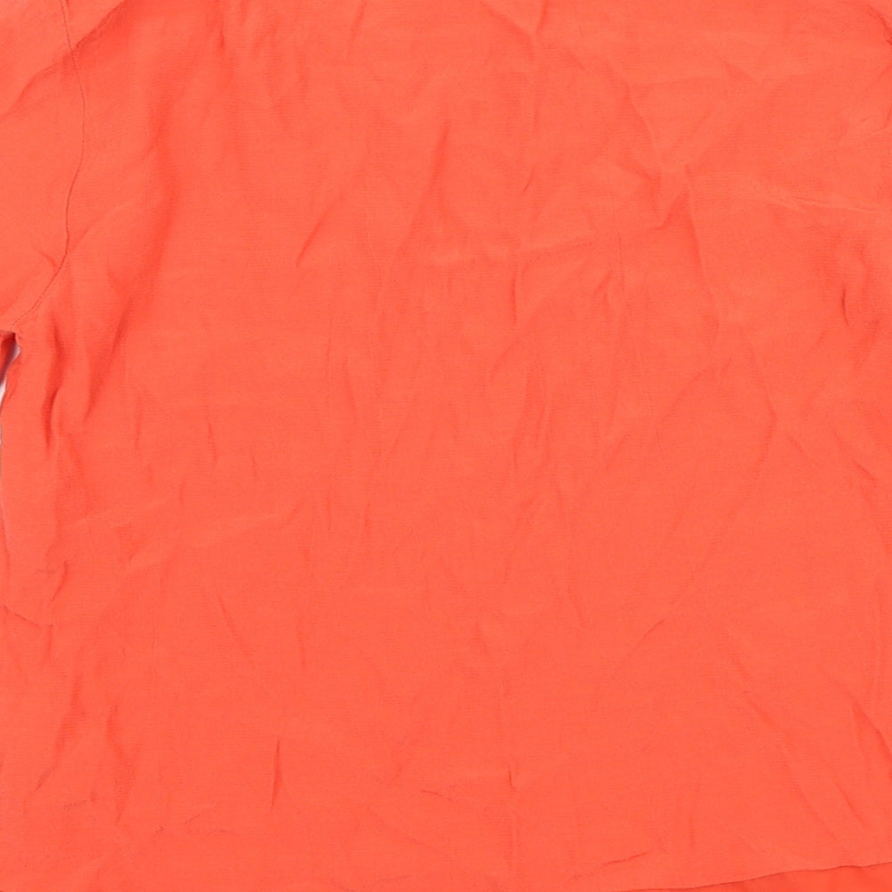 Marks and Spencer Womens Orange Polyester Basic T-Shirt Size 6 Round Neck