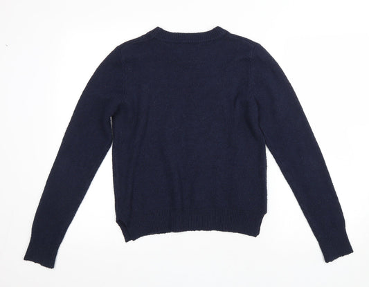 Oasis Mens Blue Round Neck Polyamide Pullover Jumper Size S