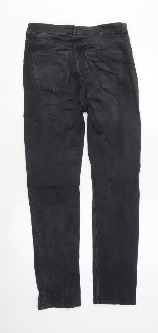 Marks and Spencer Womens Black Cotton Skinny Jeans Size 12 L38.5 in Regular Zip
