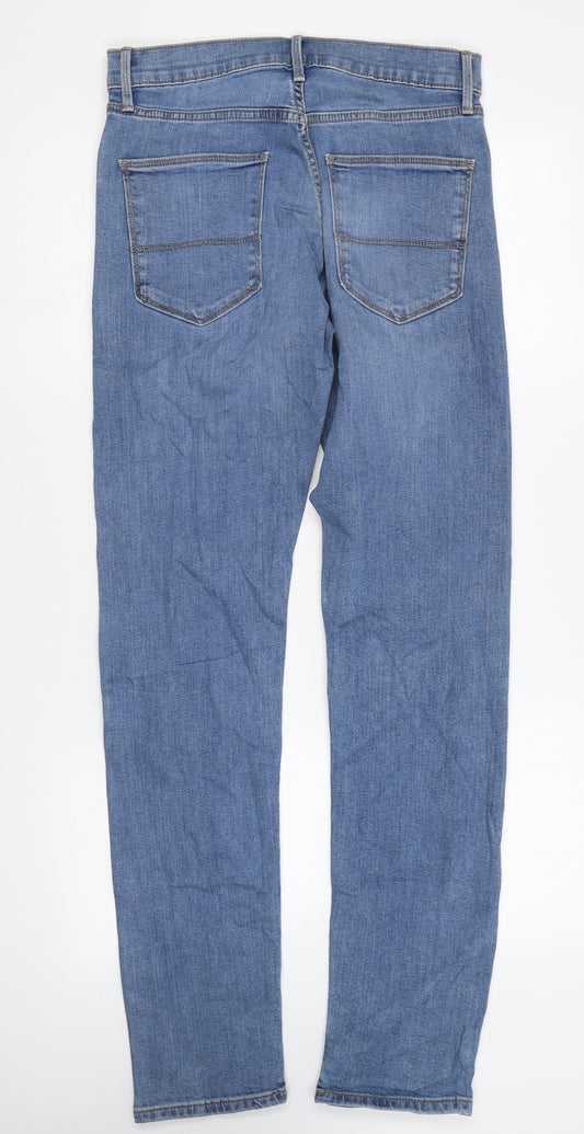 Marks and Spencer Womens Blue Cotton Skinny Jeans Size 30 in L33 in Regular Zip