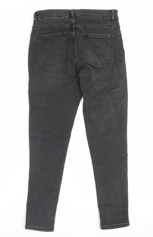 Marks and Spencer Womens Black Cotton Skinny Jeans Size 10 L25 in Regular Button
