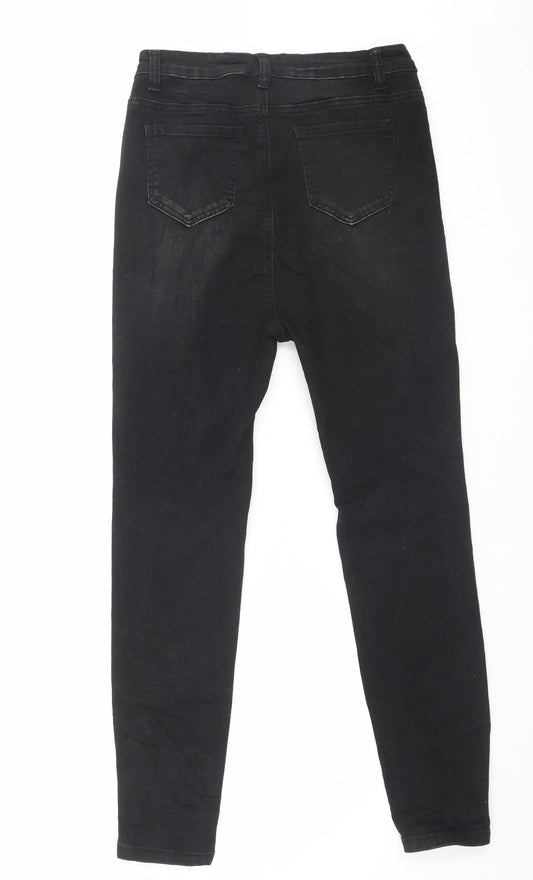 SheIn Womens Black Cotton Skinny Jeans Size M L26 in Regular Button
