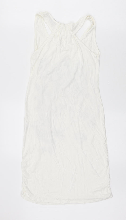 Zuppe Womens White Viscose Bodycon Size 10 Round Neck Pullover