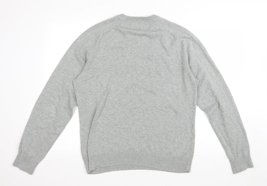 Pengion Mens Grey Round Neck Polyester Pullover Jumper Size L