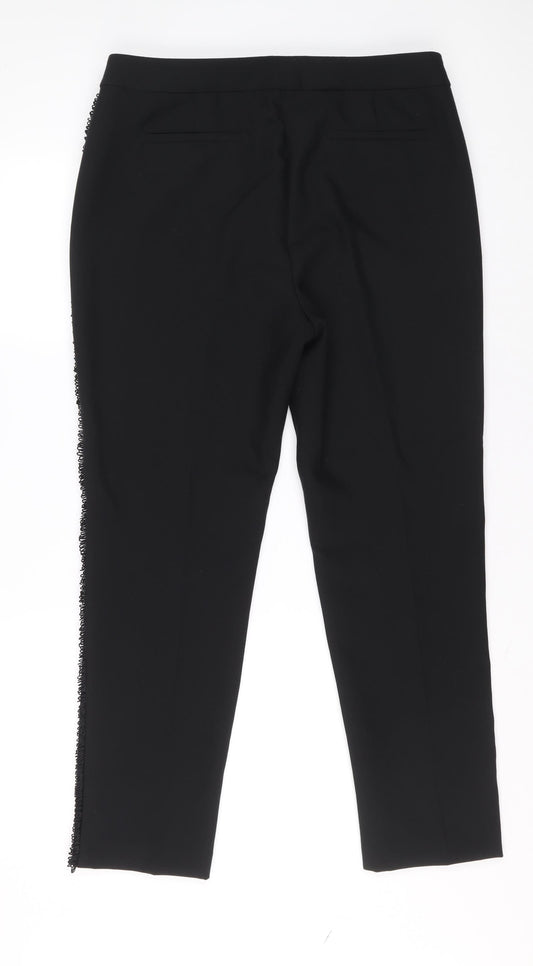 Per Una Womens Black Polyester Carrot Trousers Size 14 L23 in Regular Zip