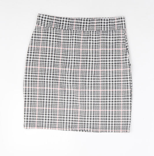 Select Womens Black Herringbone Polyester A-Line Skirt Size 10