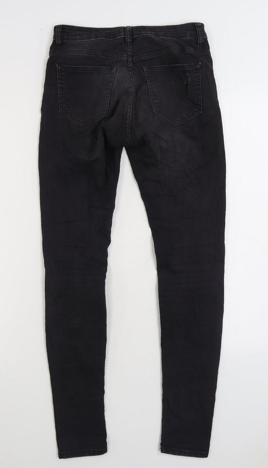 H&M Womens Black Cotton Skinny Jeans Size 6 L28 in Regular Zip
