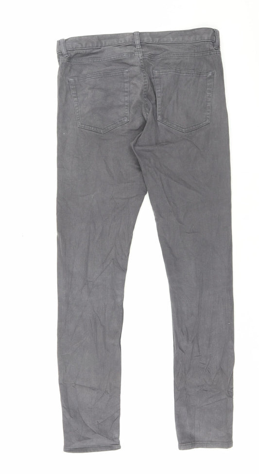 H&M Womens Grey Cotton Skinny Jeans Size 30 in L30 in Regular Button