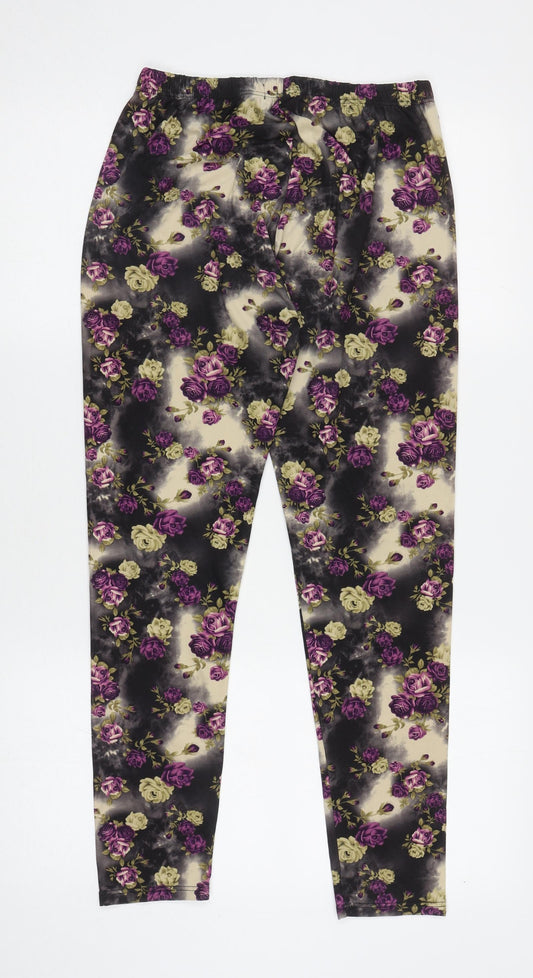 Originals Womens Multicoloured Floral Polyester Cropped Leggings Size L L25.5 in