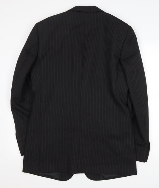 Taylor & Wright Mens Black Striped Polyester Jacket Blazer Size 40