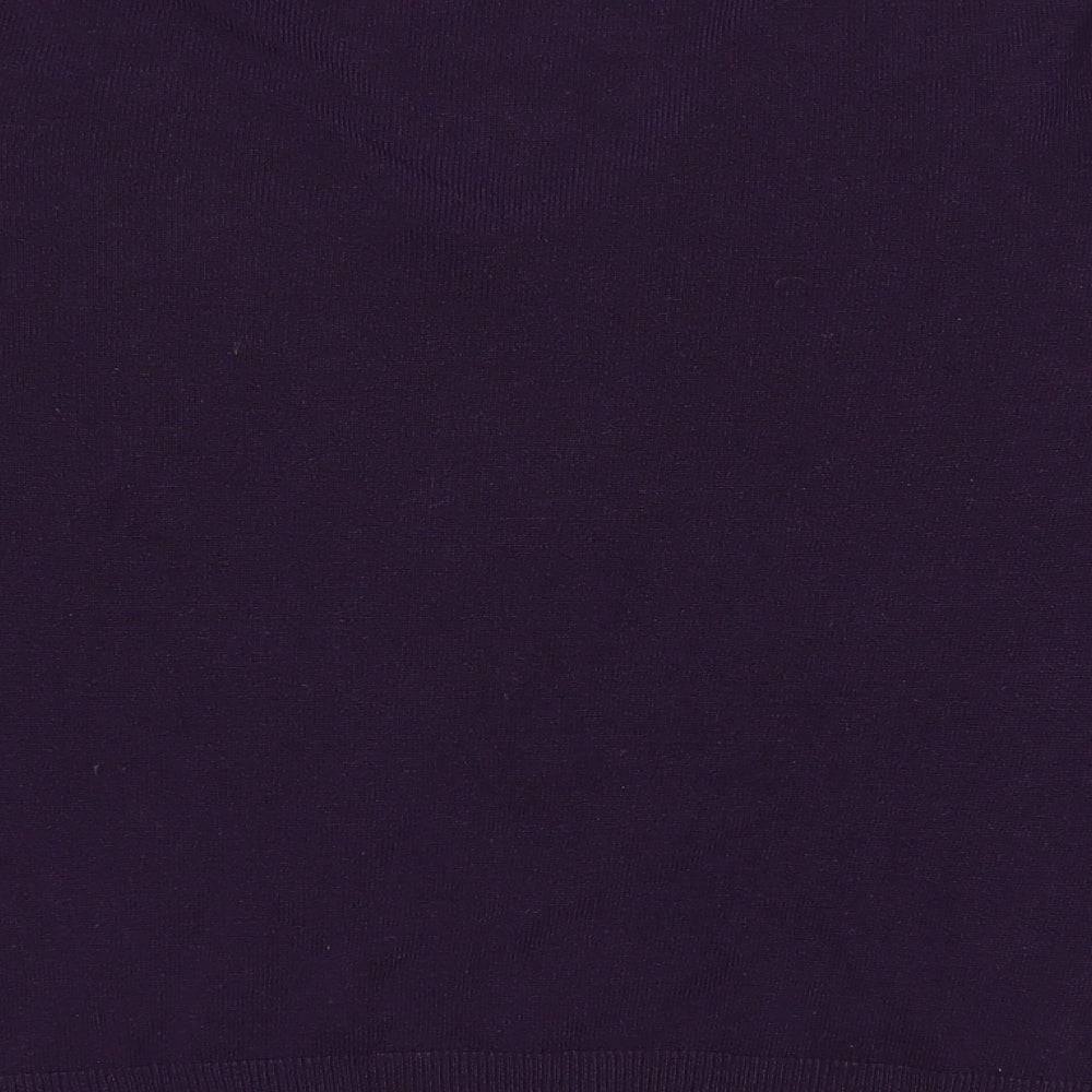 Marks and Spencer Womens Purple V-Neck Acrylic Pullover Jumper Size 12