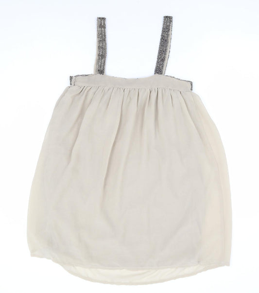 VERO MODA Womens Beige Polyester Mini Size S Square Neck Zip