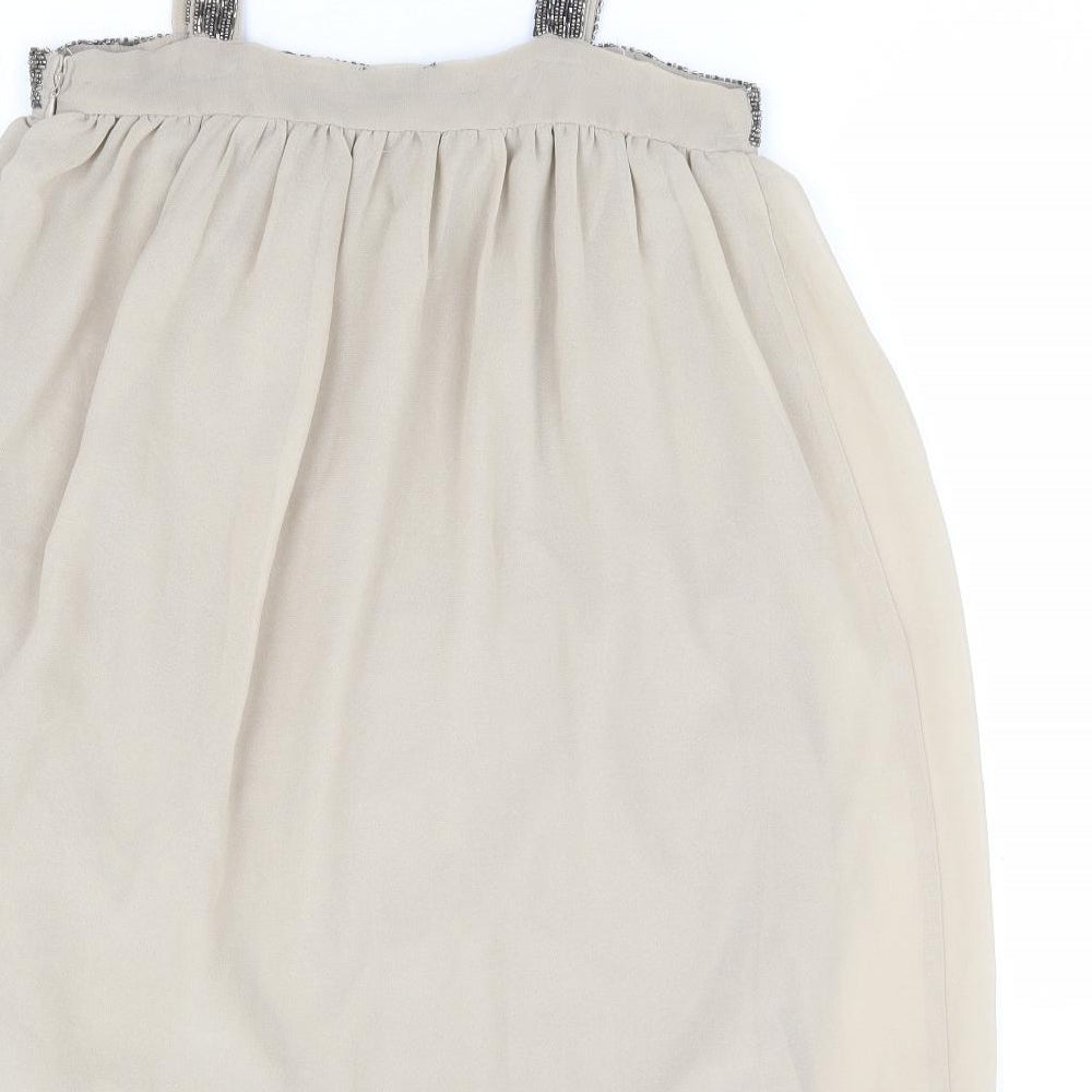 VERO MODA Womens Beige Polyester Mini Size S Square Neck Zip