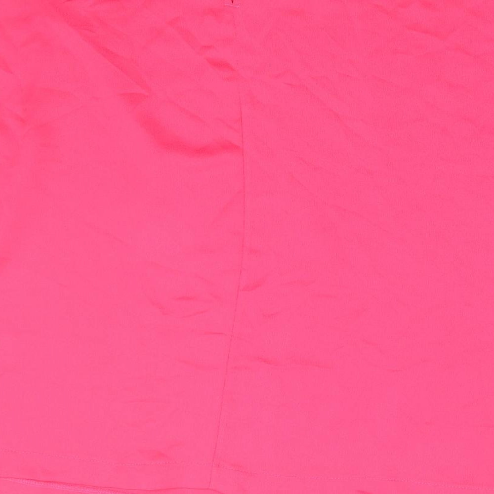 Marks and Spencer Womens Pink Polyester Basic T-Shirt Size 8 Round Neck