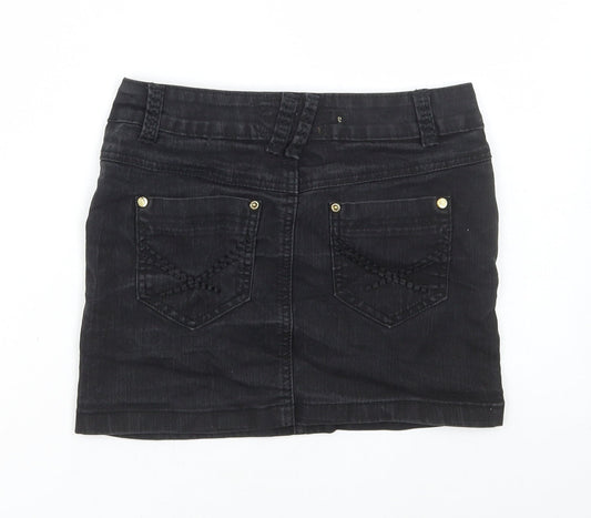 Dunnes Stores Girls Black Cotton Mini Skirt Size 10-11 Years Regular Button