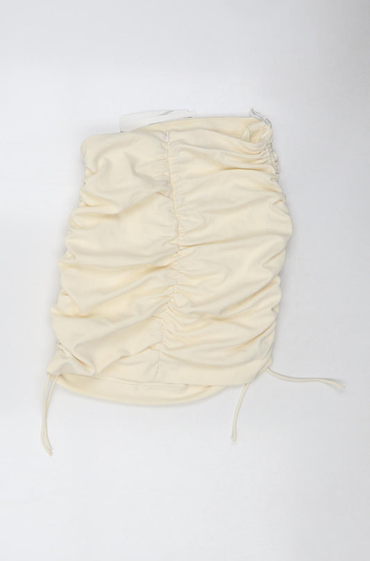 Zara Womens White Polyester Set Size S Zip - Ruched