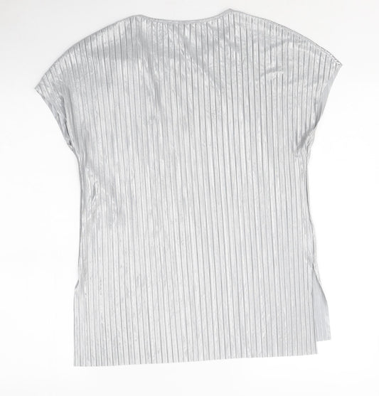 Apricot Womens Silver Polyester Basic Polo Size 8 Round Neck