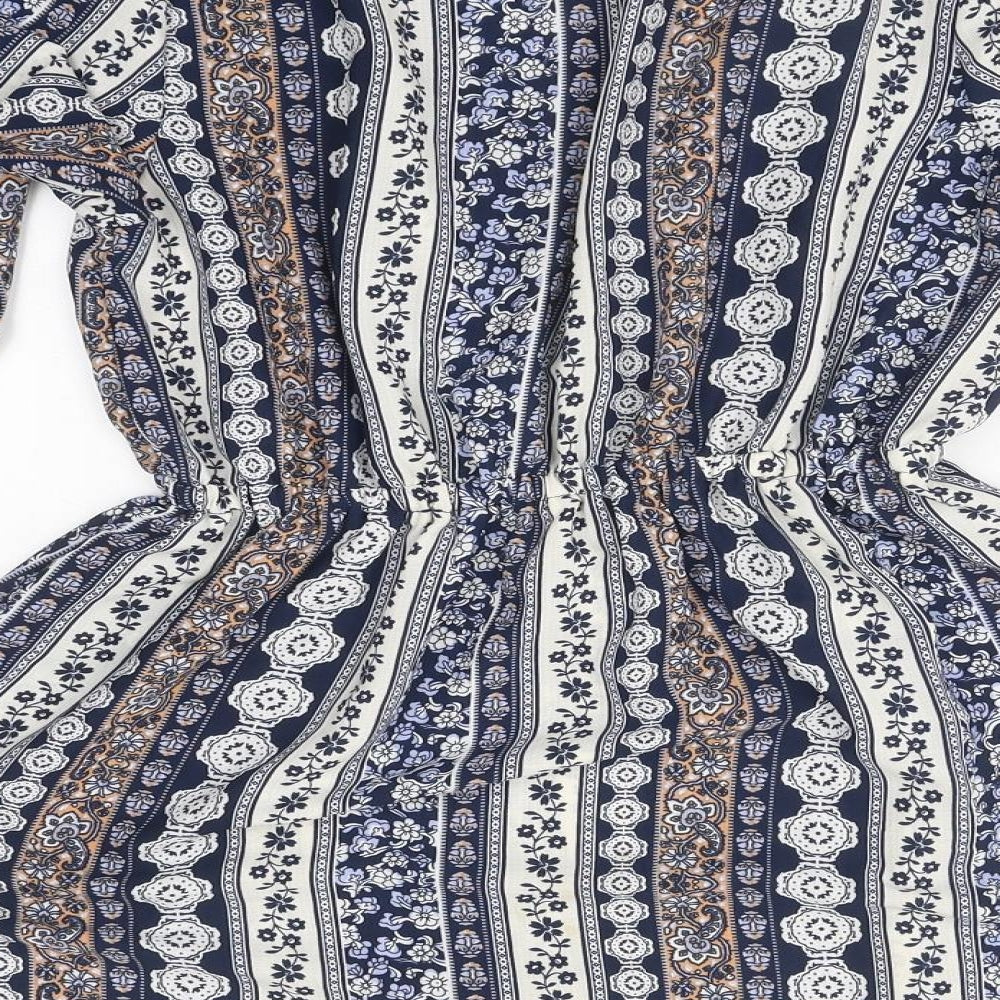 Paper Heart Womens Multicoloured Geometric Polyester Skater Dress Size 6 V-Neck Pullover - Frill