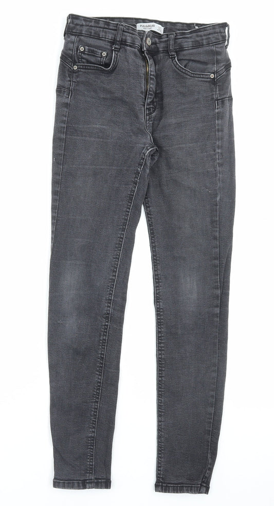 Pull&Bear Womens Black Cotton Skinny Jeans Size 8 L26 in Regular Button
