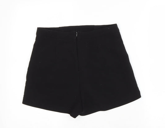 Lost Society Womens Black Polyester Hot Pants Shorts Size 10 L3 in Regular Zip