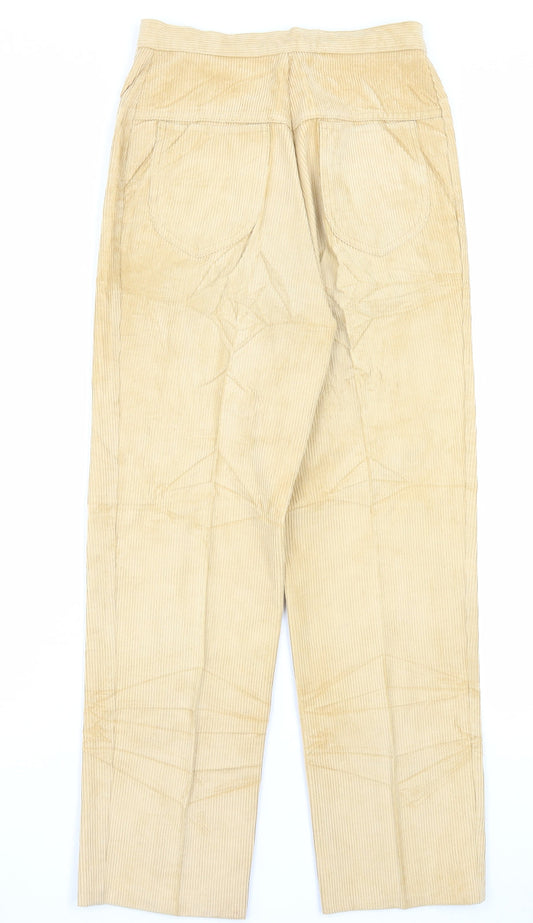 Preworn Womens Yellow Polyester Trousers Size 12 L28 in Regular Button