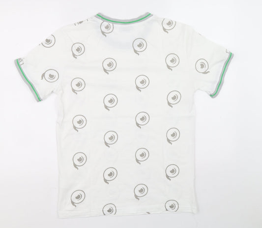 Fanfiber Mens Yellow Geometric Cotton T-Shirt Size M Crew Neck - Circular design