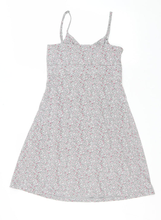 Yards Womens Grey Floral Patent Leather Tank Dress Size M V-Neck Pullover